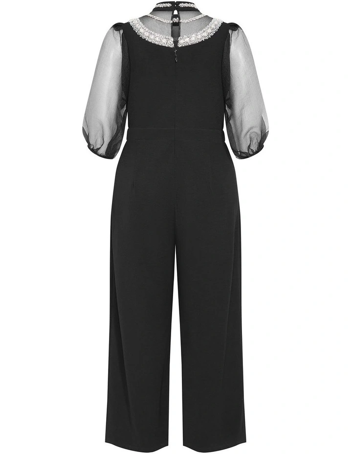 Phoenix Sheer Sleeve Jumpsuit in Black image 4
