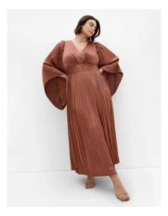 Carmina Pleat Maxi Dress in Mocha