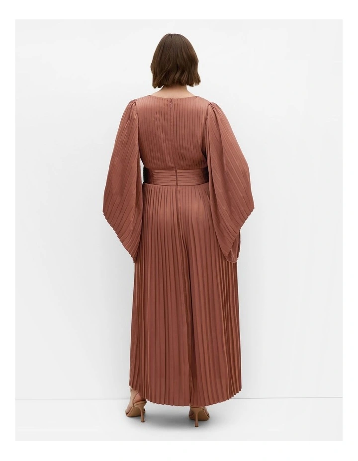 Carmina Pleat Maxi Dress in Mocha image 2