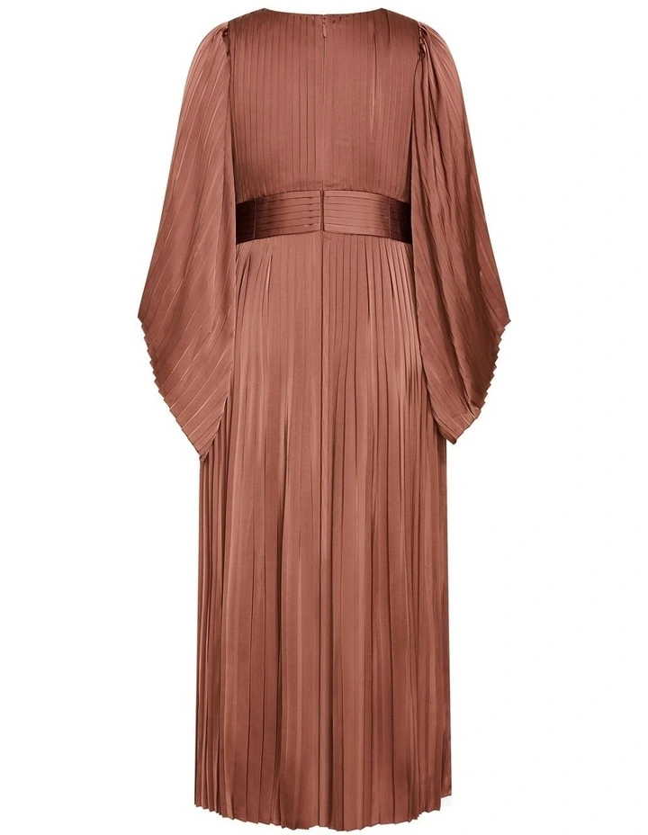Carmina Pleat Maxi Dress in Mocha image 4