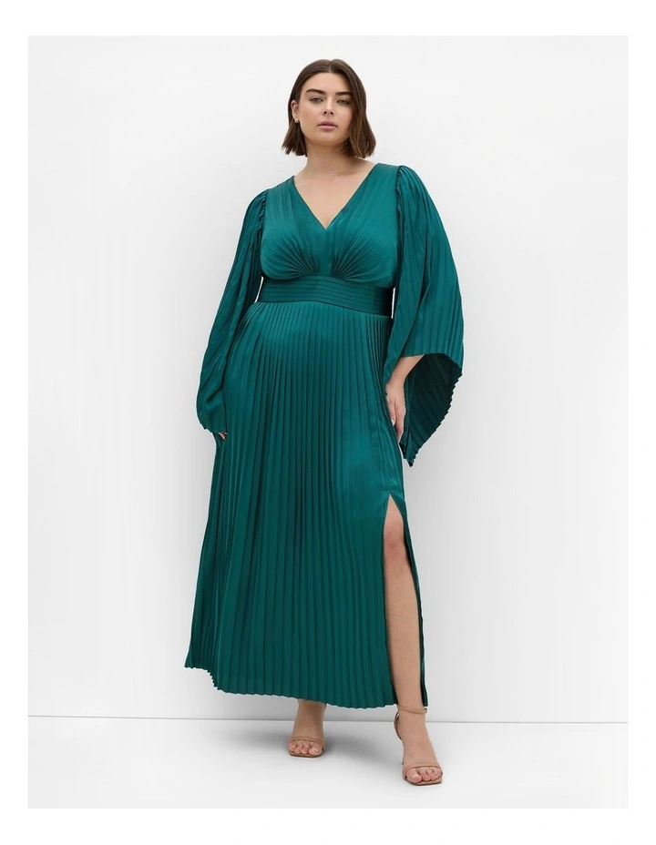 Carmina Pleat Maxi Dress in Emerald image 1