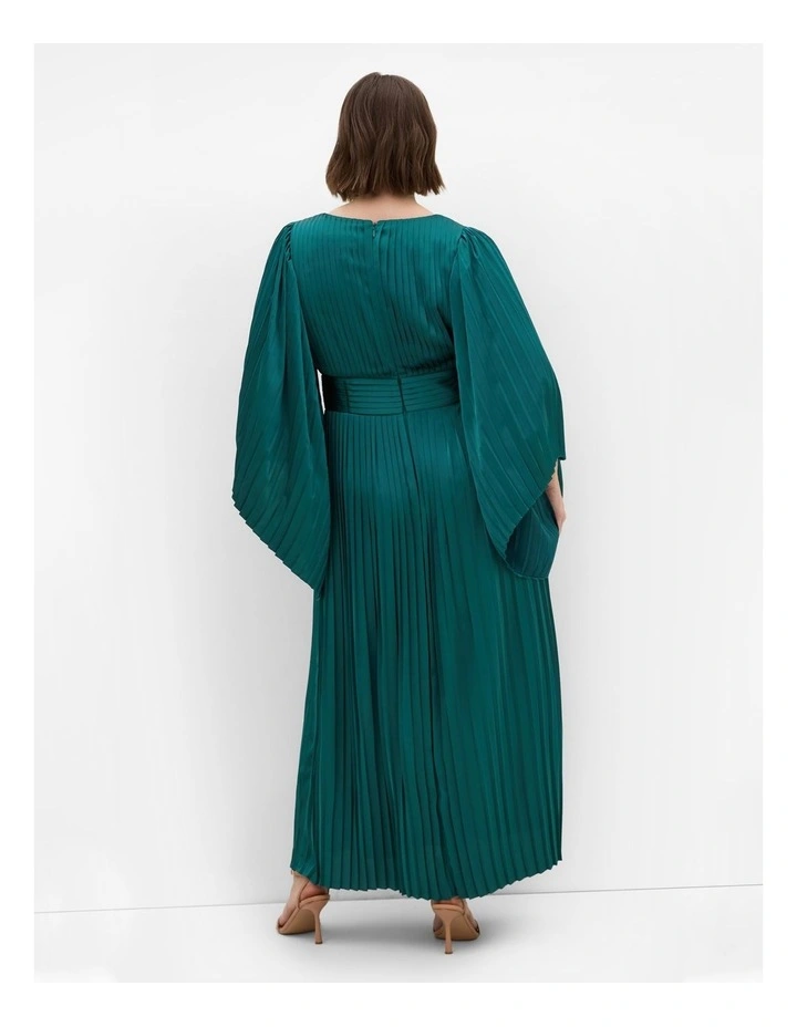 Carmina Pleat Maxi Dress in Emerald image 2