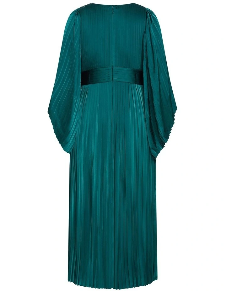 Carmina Pleat Maxi Dress in Emerald image 4