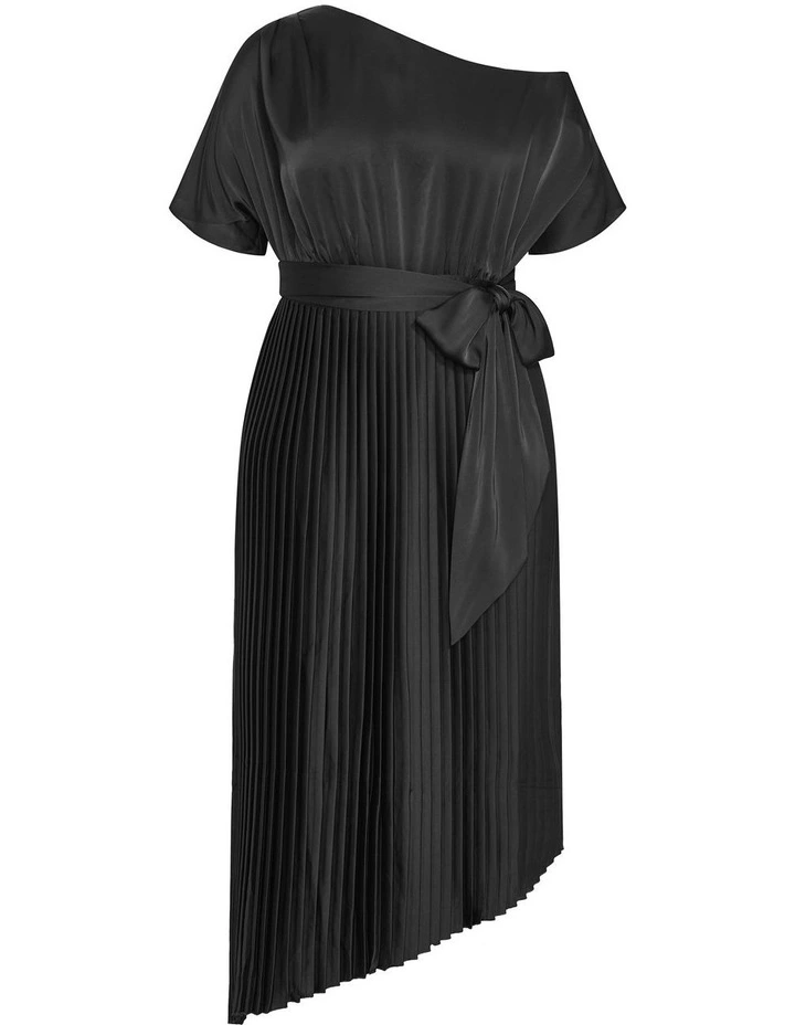 Payton Pleat Midi Dress in Black image 5