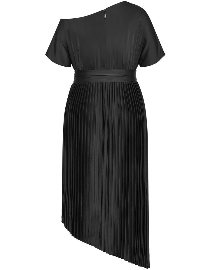 Payton Pleat Midi Dress in Black image 6