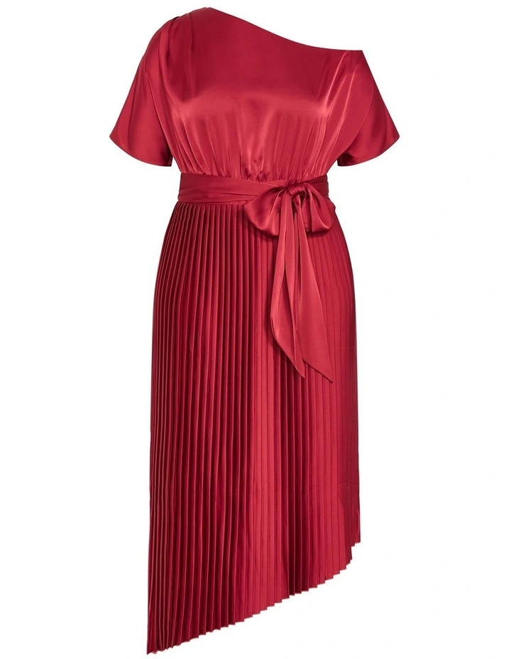 Payton Pleat Midi Dress in Currant image 3