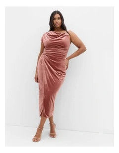 Vivi Velour Midi Dress in Dusty Rose