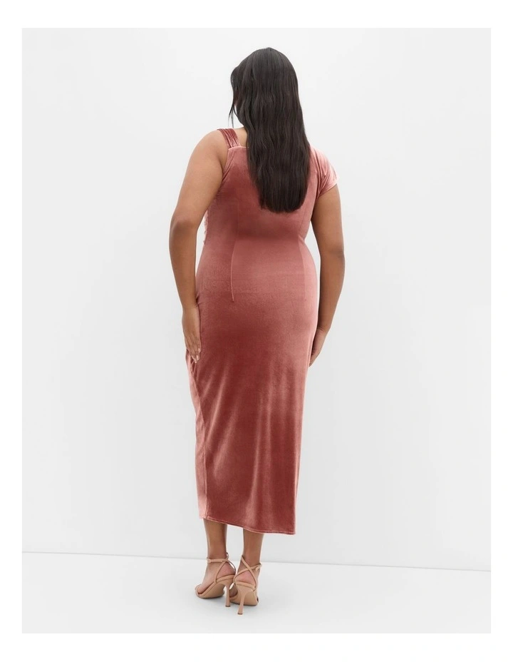 Vivi Velour Midi Dress in Dusty Rose image 2