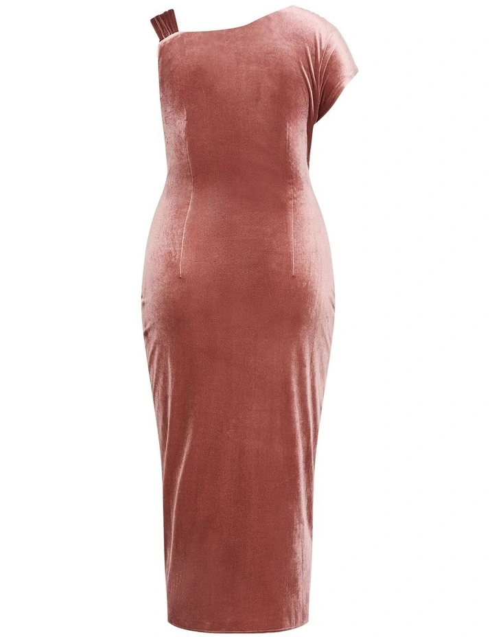 Vivi Velour Midi Dress in Dusty Rose image 4
