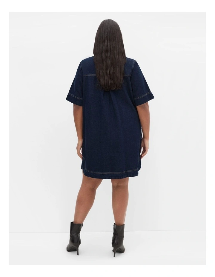 Jojo Denim Mini Dress in Dark Wash image 2