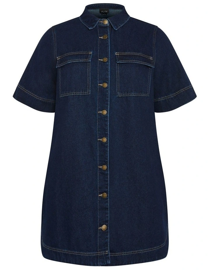 Jojo Denim Mini Dress in Dark Wash image 3