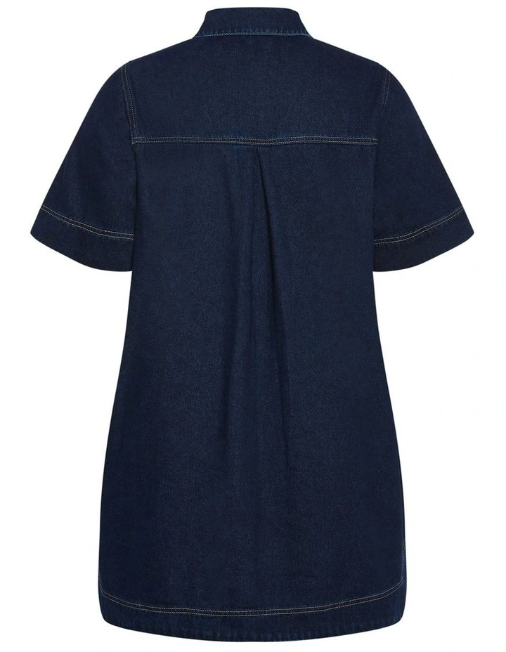 Jojo Denim Mini Dress in Dark Wash image 4