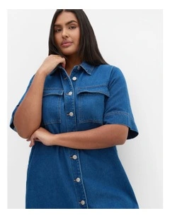 Jojo Denim Mini Dress in Mid Wash