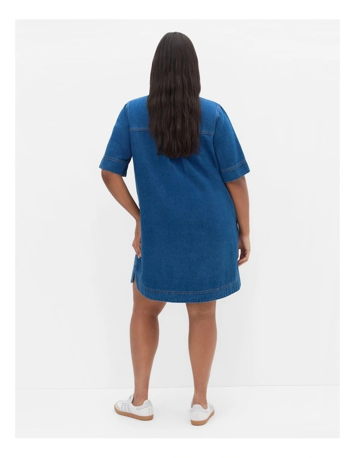 Jojo Denim Mini Dress in Mid Wash image 2