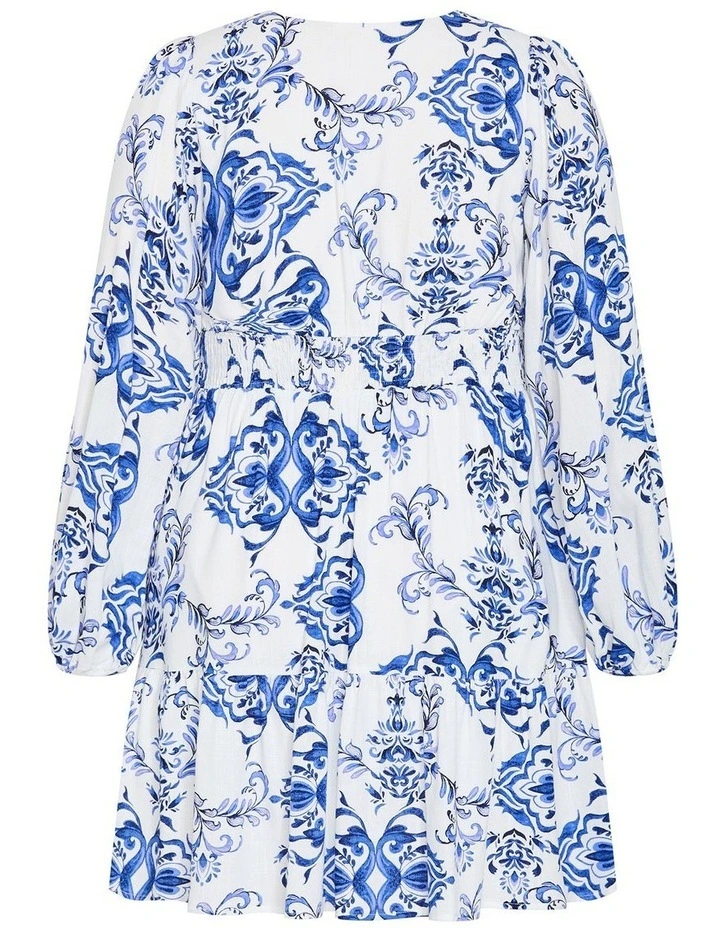 Winslow Long Sleeve Print Dress in White image 4