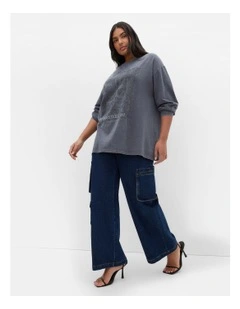 Casey Long Sleeve Cotton Tee in Charcoal Wash