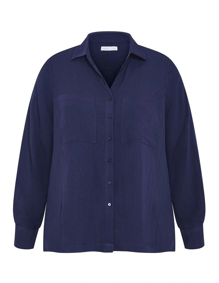 Elly Long Sleeve Shirt in Navy image 3