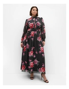 Alexandra Print Maxi Dress in Black