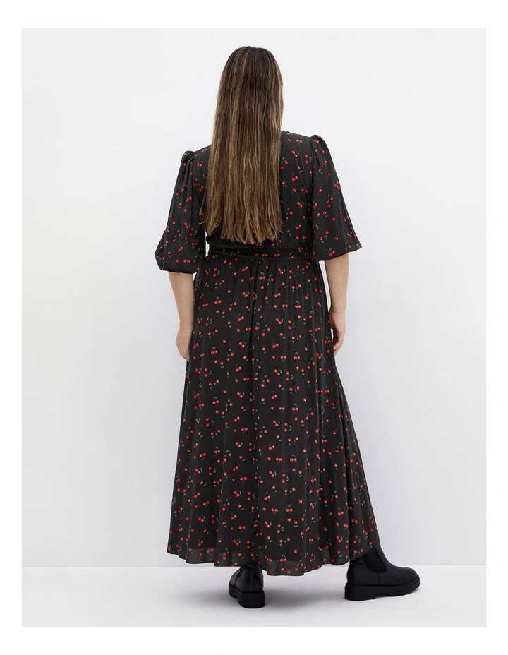 Aliya Elbow Sleeve Maxi Dress in Black image 2
