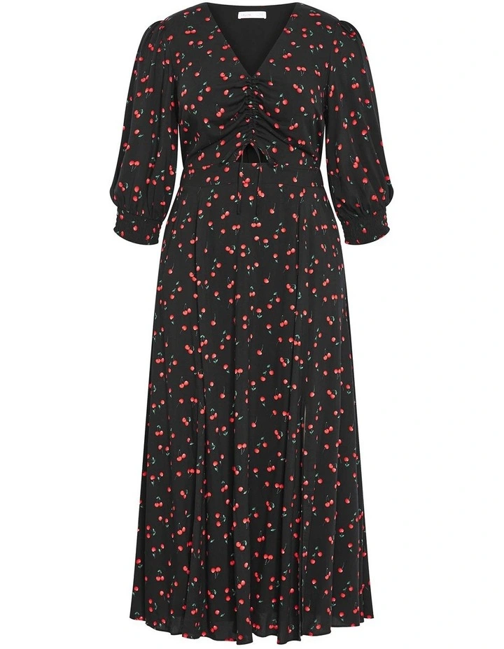 Aliya Elbow Sleeve Maxi Dress in Black image 3