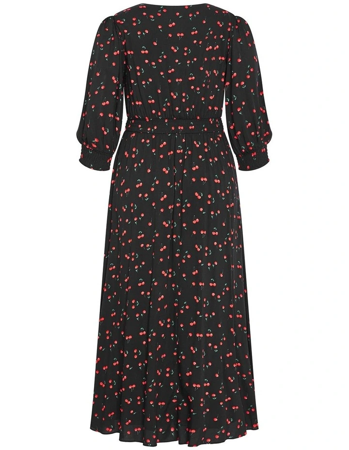 Aliya Elbow Sleeve Maxi Dress in Black image 4