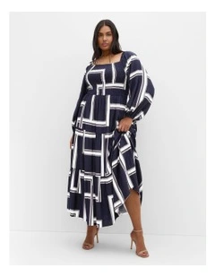 Leila Print Maxi Dress in Navy