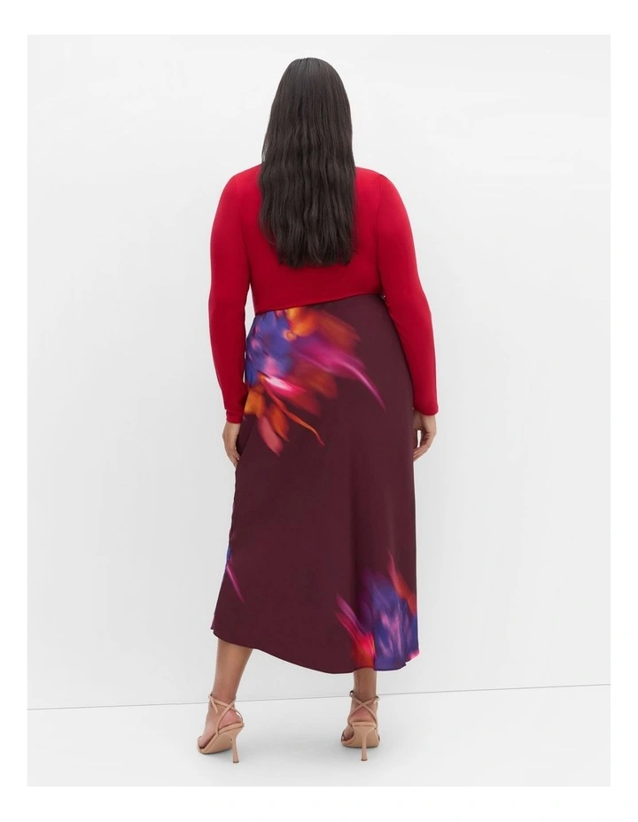 Sienna Print Midi Skirt in Dark Cherry image 2