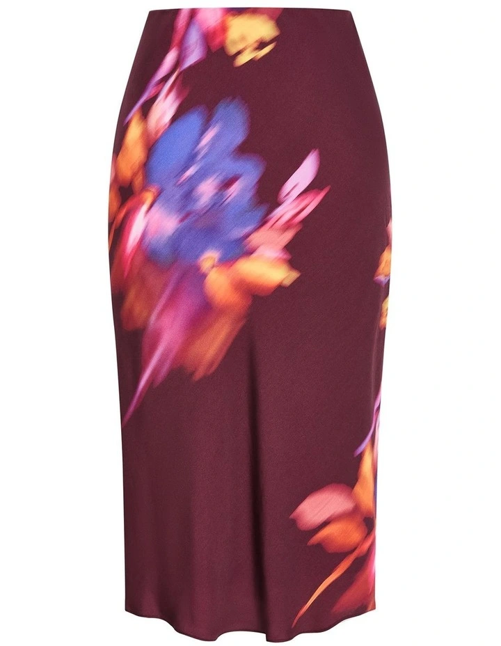 Sienna Print Midi Skirt in Dark Cherry image 3