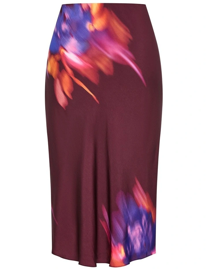 Sienna Print Midi Skirt in Dark Cherry image 4