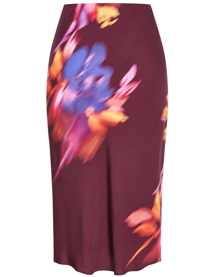 Sienna Print Midi Skirt in Dark Cherry image 5