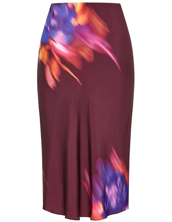 Sienna Print Midi Skirt in Dark Cherry image 6