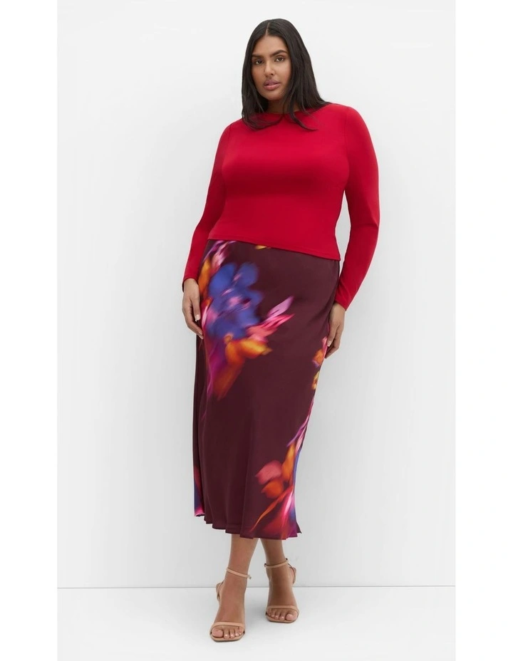 Sienna Print Midi Skirt in Dark Cherry image 7