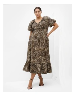 Daphne Print Maxi Dress in Dark Chocolate
