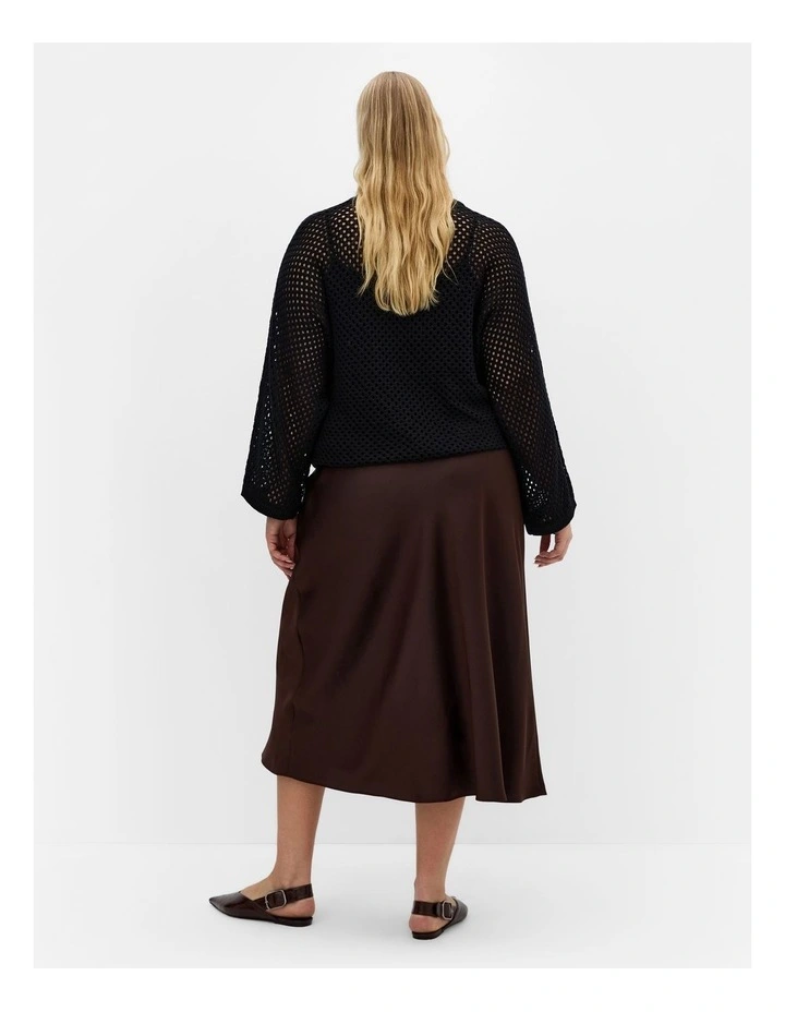 Crochet Knit Long Sleeve Top in Black image 2