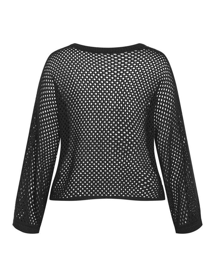 Crochet Knit Long Sleeve Top in Black image 4