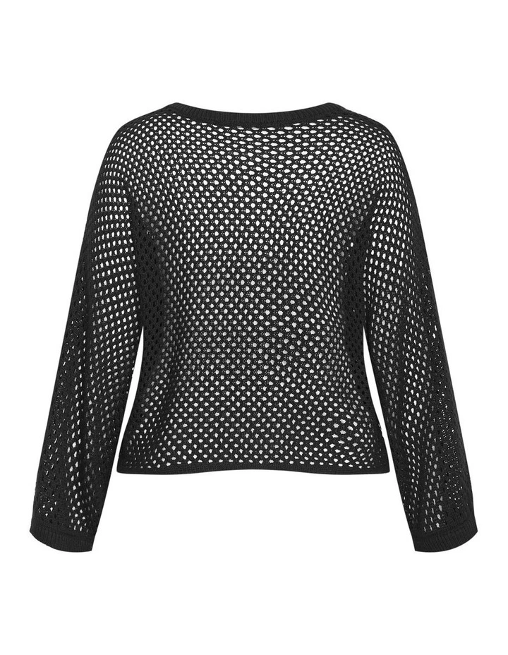 Crochet Knit Long Sleeve Top in Black image 5
