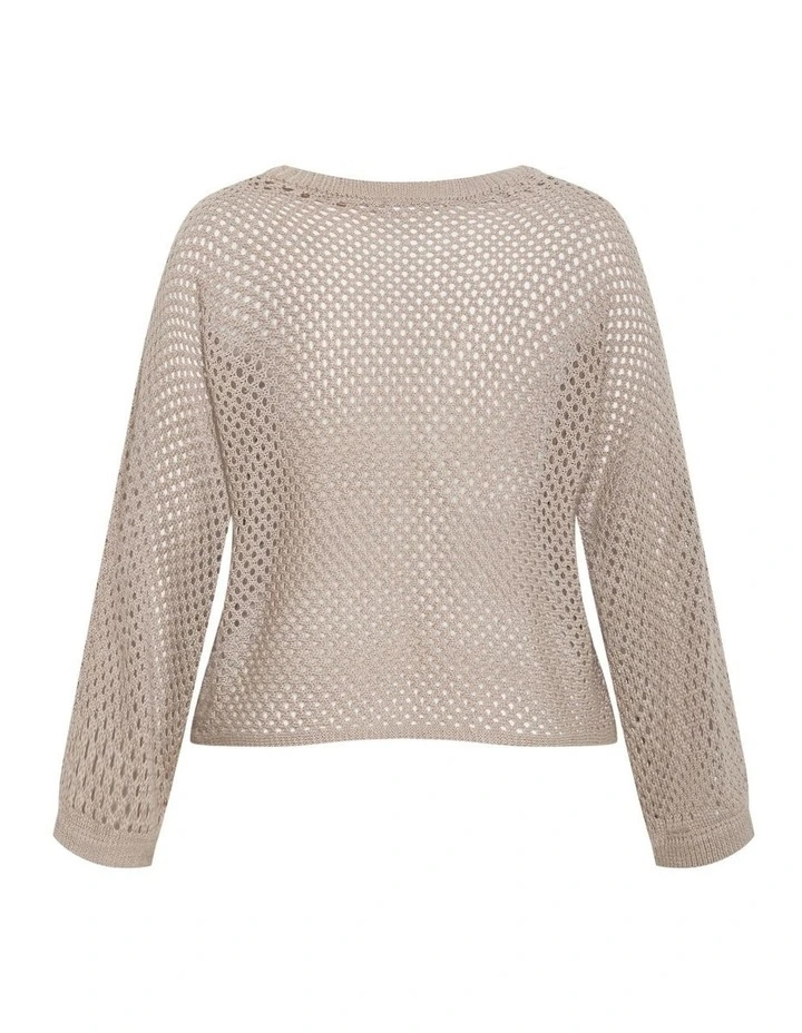 Crochet Knit Long Sleeve Top in Stone image 6