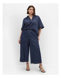 Tia Crop Denim Pant in Blue
