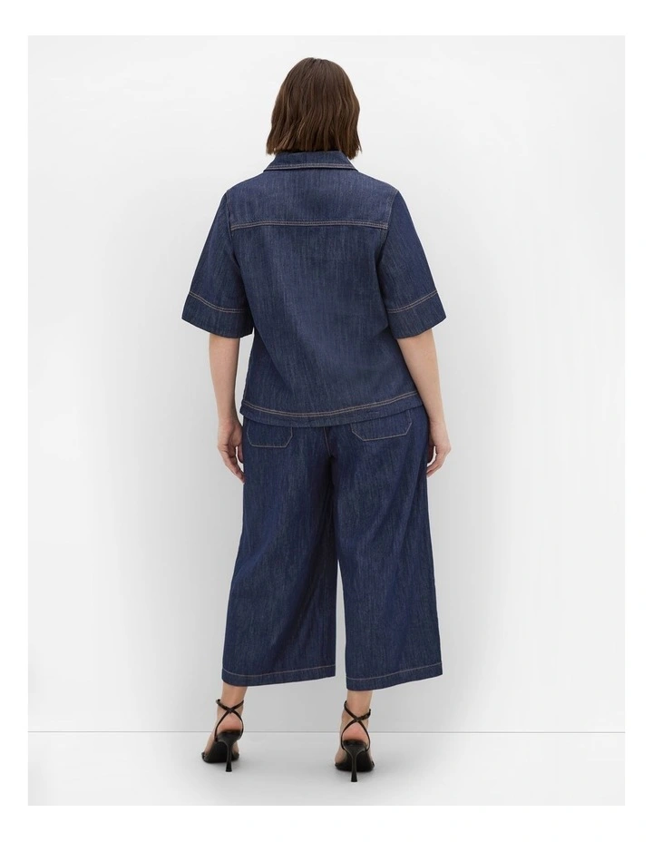 Tia Crop Denim Pant in Blue image 2