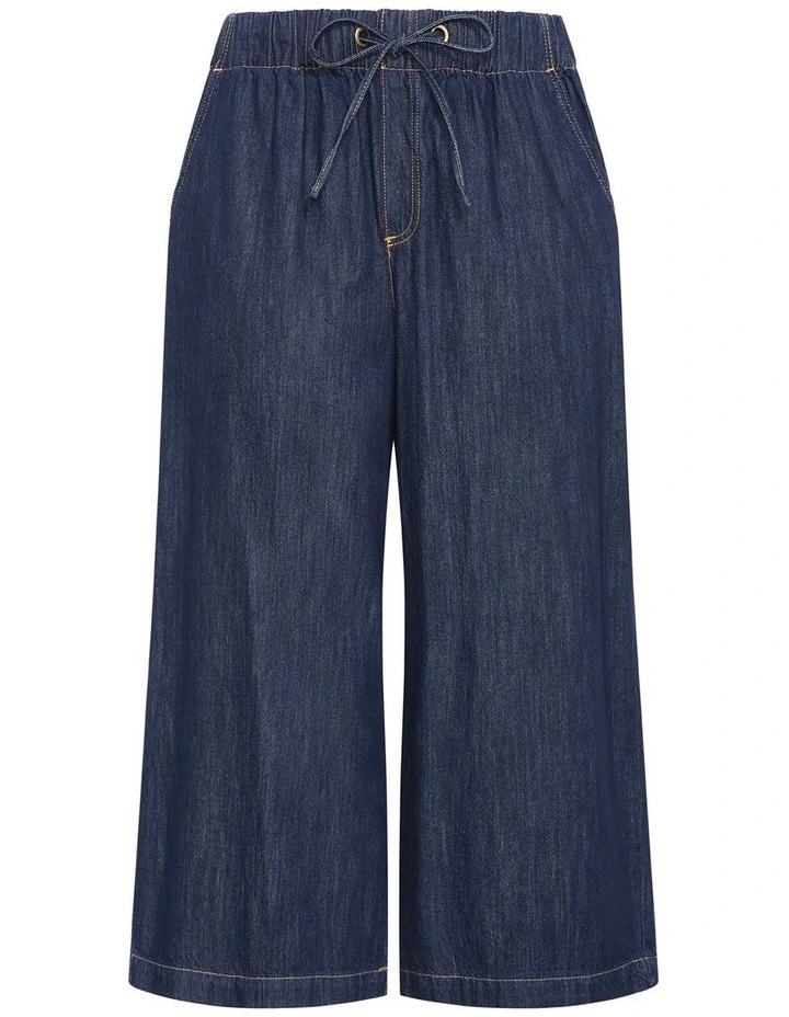 Tia Crop Denim Pant in Blue image 4