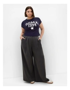 Micro Roma Print Tee in Navy