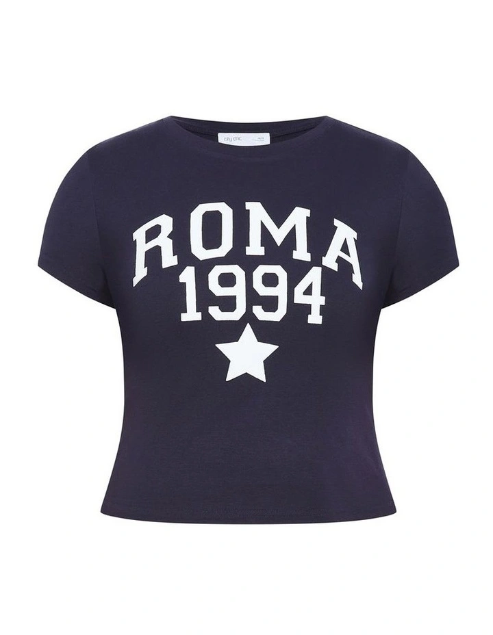 Micro Roma Print Tee in Navy image 3