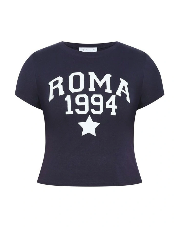 Micro Roma Print Tee in Navy image 5