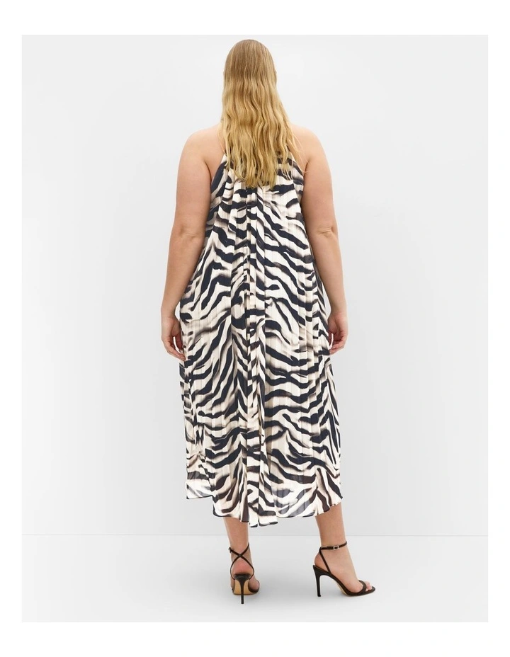 Aida Print Pleat Maxi Dress in Zebra image 2