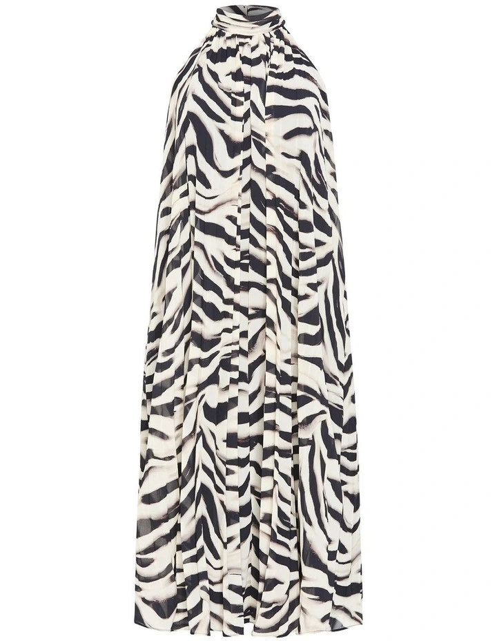 Aida Print Pleat Maxi Dress in Zebra image 3