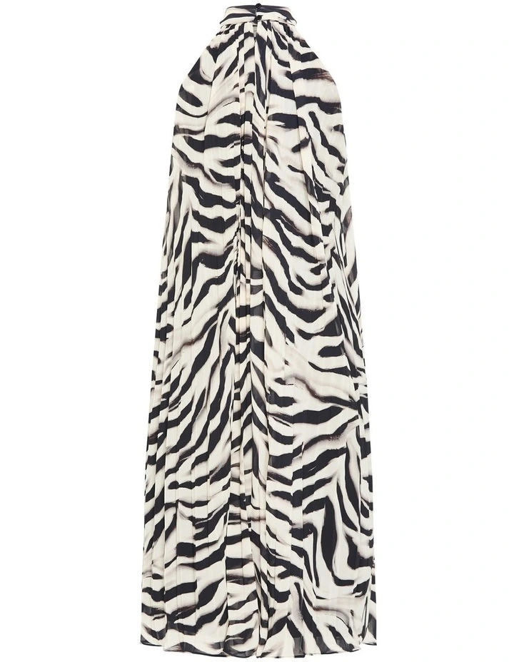 Aida Print Pleat Maxi Dress in Zebra image 4