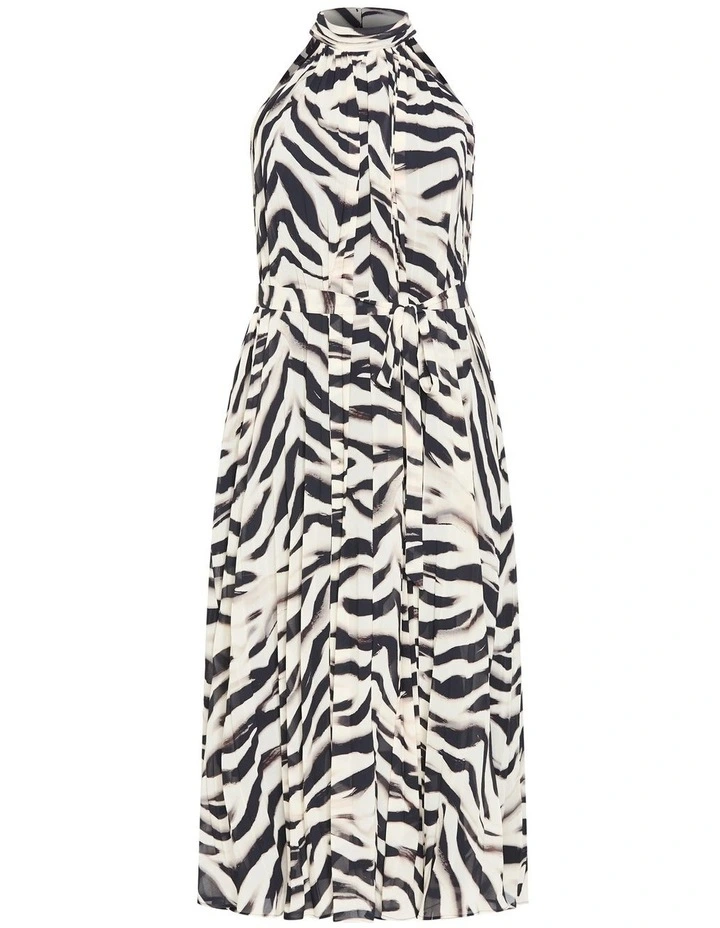 Aida Print Pleat Maxi Dress in Zebra image 5