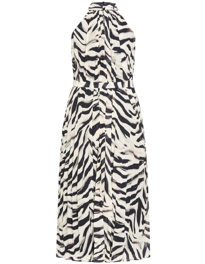 Aida Print Pleat Maxi Dress in Zebra image 6