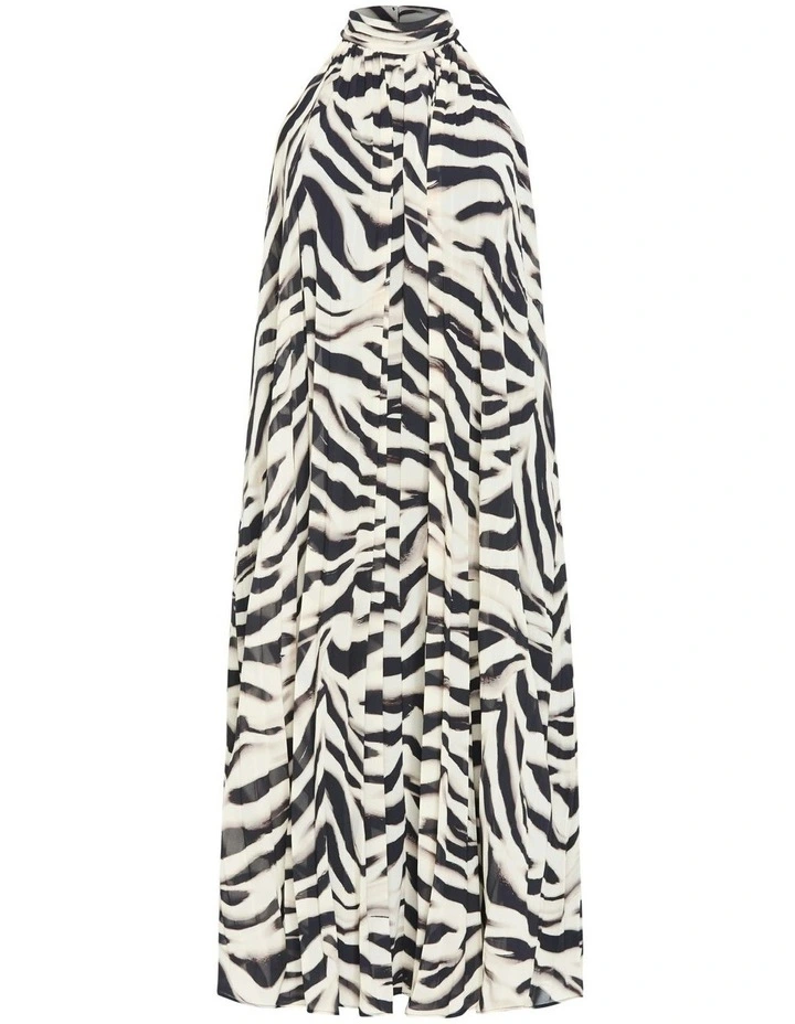 Aida Print Pleat Maxi Dress in Zebra image 7