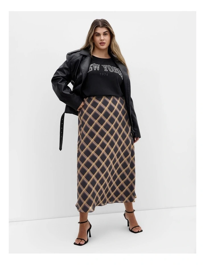 Kyra Print Midi Skirt in Dark Charcoal image 1